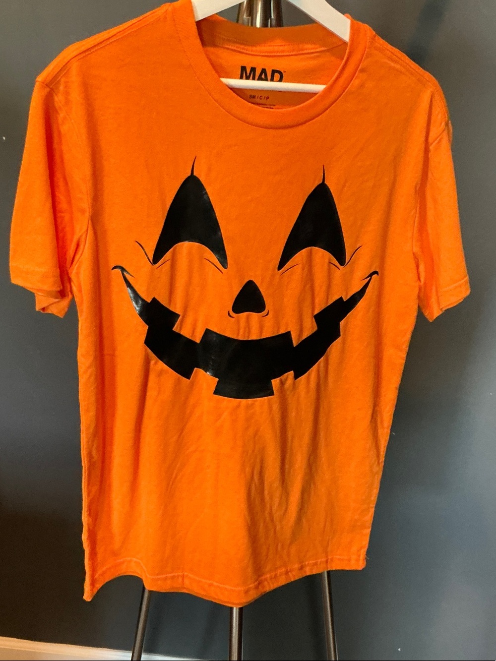 MAD Engine Orange Pumpkin Face Kids Halloween Tee
